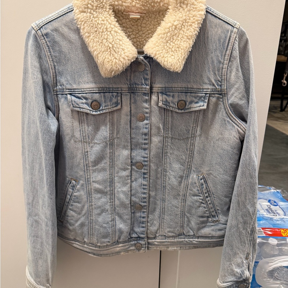 Cat & Jack Light Blue Sherpa Collar Jean Jacket
